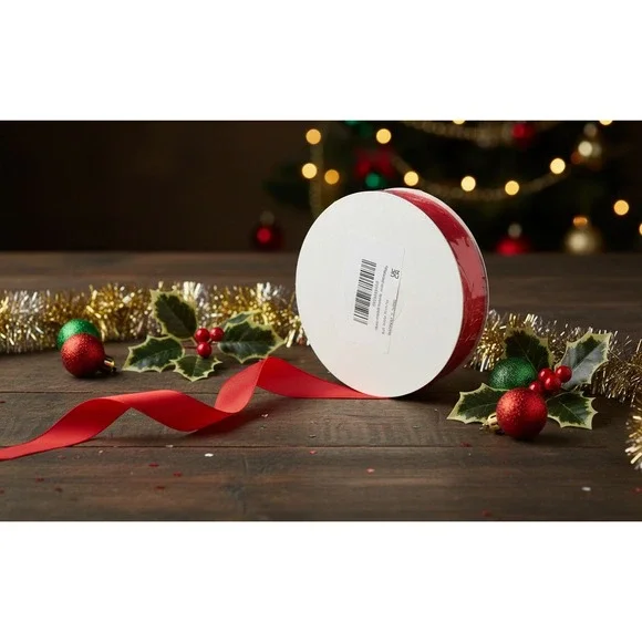 Red Double Faced Satin Ribbon Spool Holiday Christmas Gift Wrap DIY Crafts
