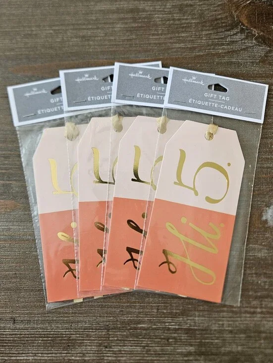 Hallmark Pink and Coral 'Hi 5' Gift Tags with Gold Foil Accents - Set Of 4