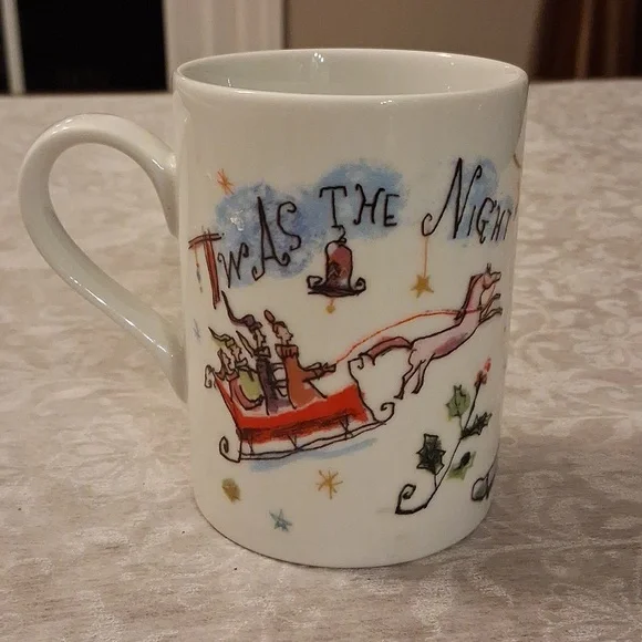 Crate and Barrel Twas the Night Festive Holiday Mug Diane Bigda- Multicolor