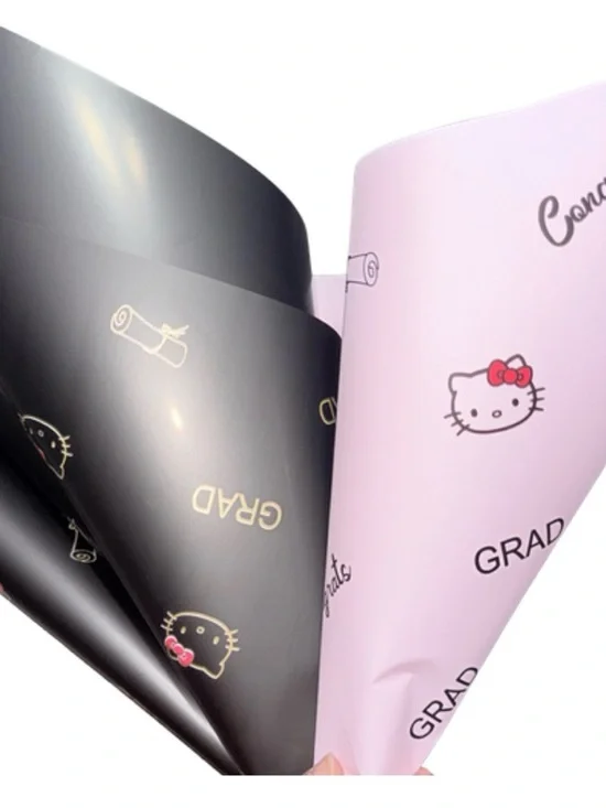 Hello kitty Graduation Bouquet Wrap Paper 20 Sheets 2 Designs 22x22 Waterproof