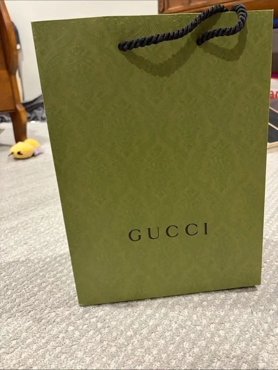 Gucci Green Patterned Rope-Handle Gift Bag