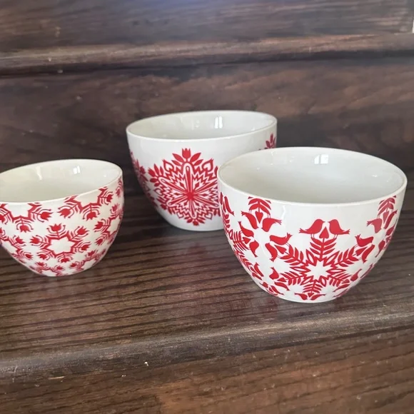 NWT Crate & Barrel Kate Forrester Love BirdsScandinavian Bowls- Set of 3