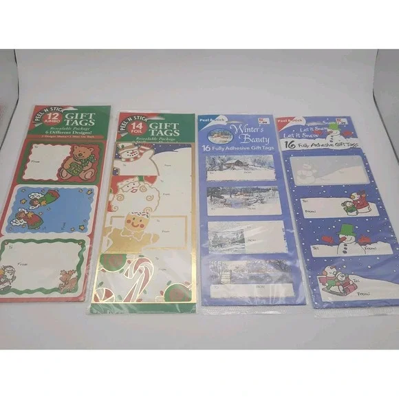 Vintage 53ct Christmas Peel 'n Stick Gift Tags Christmas Sticker Holiday Kmart