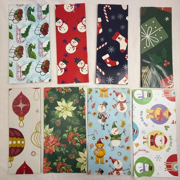 Classic Christmas Gift Wrap 8 Sheets Vintage NOS New 20
