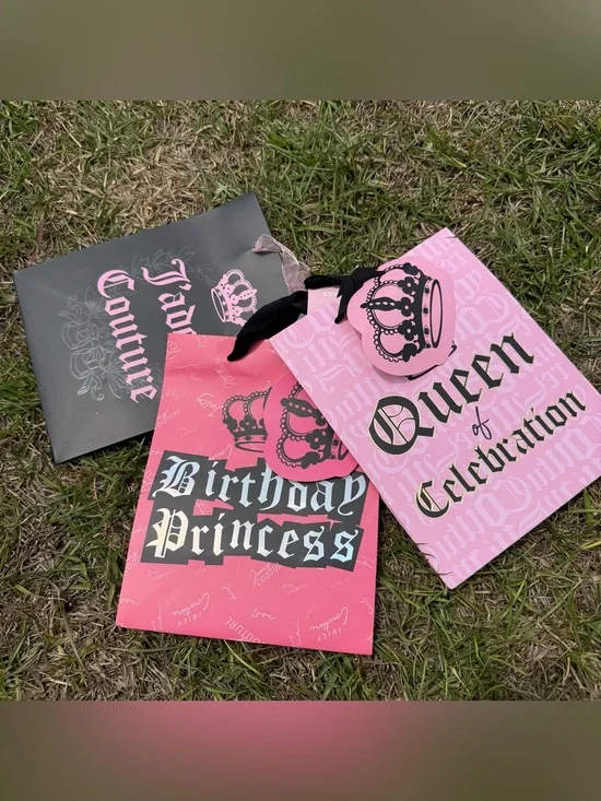 Juicy Couture Queen Celebration Gift Bags Y2K Pink Princess Glam Party Bags nwt