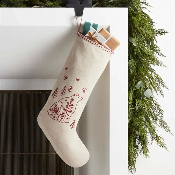 Crake & Kids  Bear Linen Kids Christmas Stocking