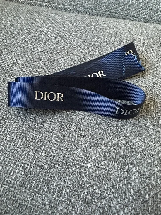 Dior Navy Blue Grosgrain Ribbon with Silver Logo Print