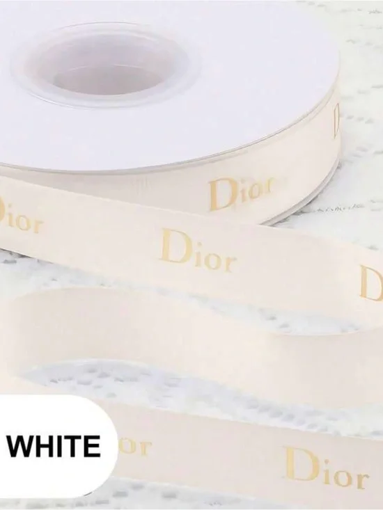 Macy's Ivory Satin Ribbon with Gold Logo 40 yards