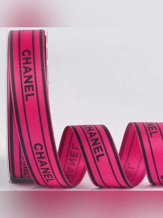 Macy's Hot Pink and Black Logo Grosgrain Ribbon