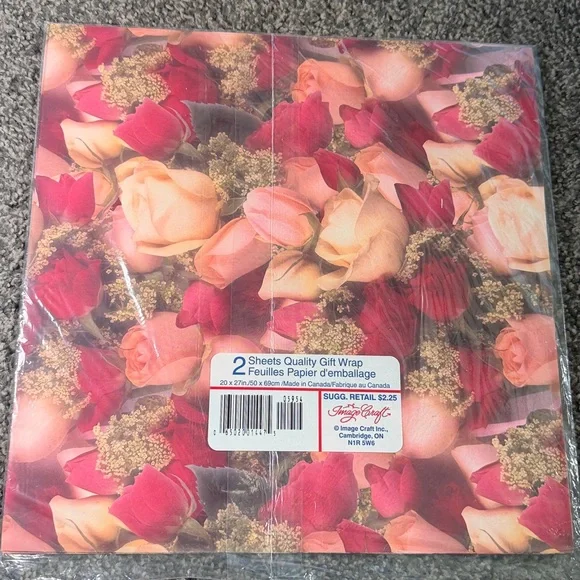 5/$25 VINTAGE Wrapping Paper Roses Flowers
