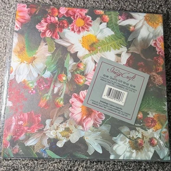 5/$25 VINTAGE Birthday Wrapping Paper Floral Flowers