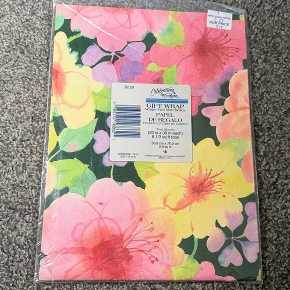 5/$25 VINTAGE Birthday Wrapping Paper Flowers