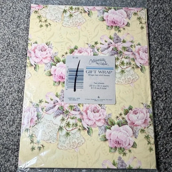5/$25 VINTAGE Wrapping Paper Floral Wedding Bells