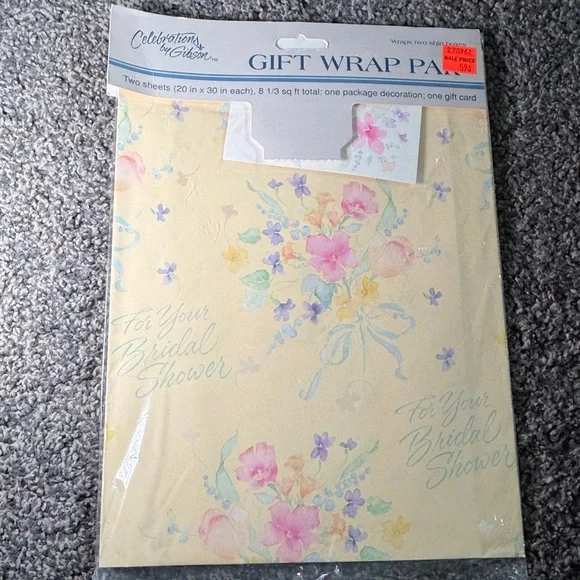 5/$25 VINTAGE Bridal Shower Wrapping Paper Floral Bouquet
