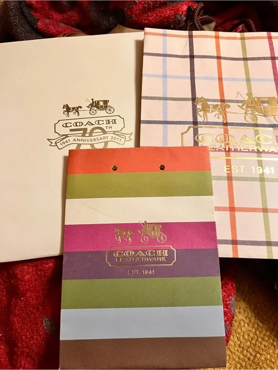 Coach Multicolor Striped Gift Tags with Gold Logo