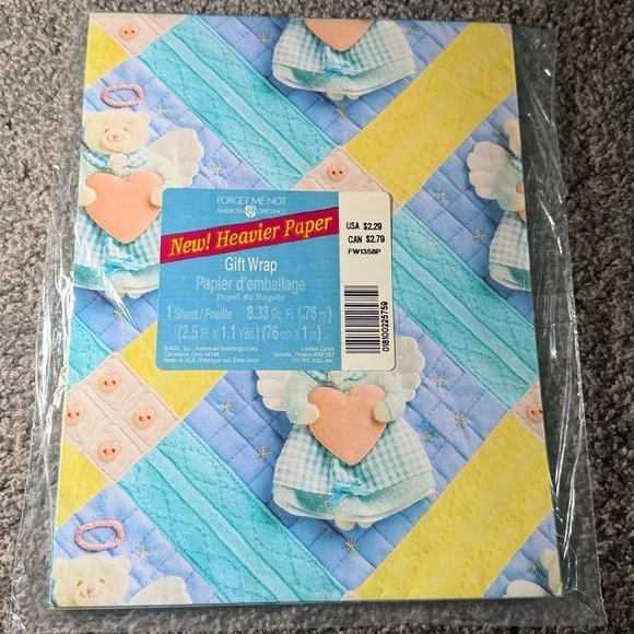 5/$25 VINTAGE Wrapping Paper Teddy Bears Angels