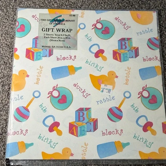 5/$25 VINTAGE Baby Shower Wrapping Paper