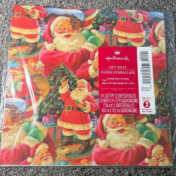 5/$25 VINTAGE Christmas Wrapping Paper Santa