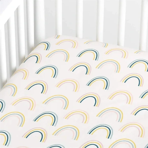 Crate&kids Stay Cool Asha Rainbow Organic Cotton Baby Crib Fitted Sheet