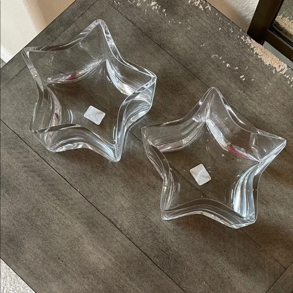 Crate and Barrel Star-Shaped Glass Bowls - set of 2