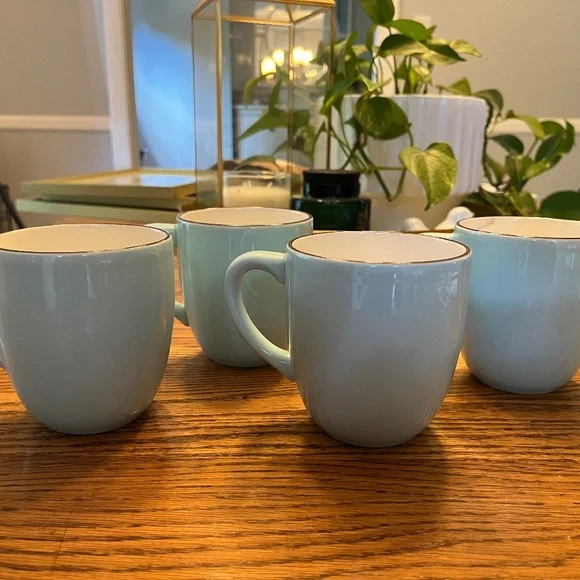 Crate & Barrel Audrey Coffee Mugs – Set of 4 (Robin’s Egg Blue)
