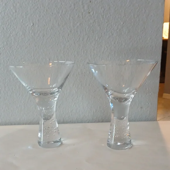 Elegant Clear Bubble Glass Martini Set