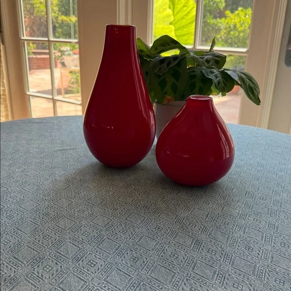 Elegant Red Glass Vase Set
