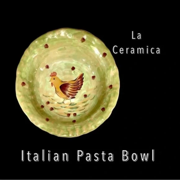 Vintage Italian Ceramic Pasta Bowl – Rooster Pattern – Farmhouse Style