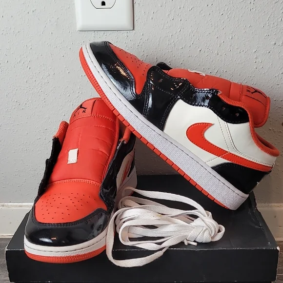 Air Jordan 1 Low Kids Black and Orange Sneakers