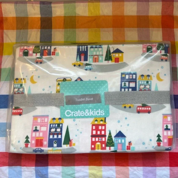 Crate&kids toddler duvet cover in flannel holiday print