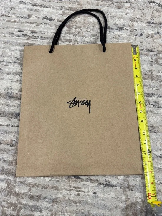Stussy Brown paper Gift Bag with Black Logo and Handles