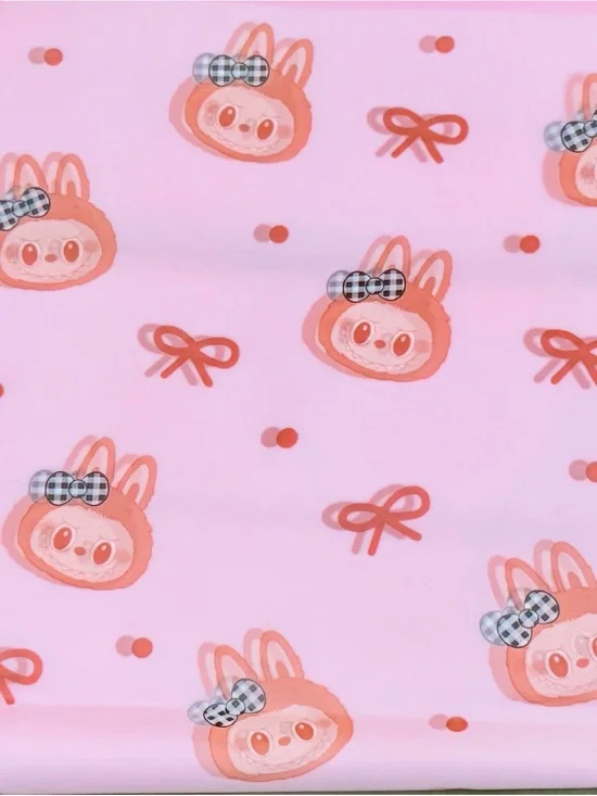 Cute BuBu Print Pink sheets of wrapping  paper with Check Bow pink and purple