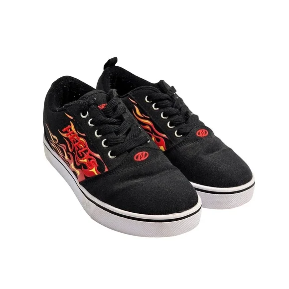 Heelys Pro 20 Prints Kids 6 Black Red Flame Canvas Roller Skate Shoes Sneakers