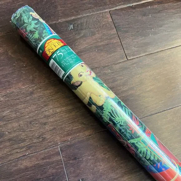 NEW Disney Lion King Grift Wrap Paper 75 Sq Mufasa Simba Vintage New Old Stuff