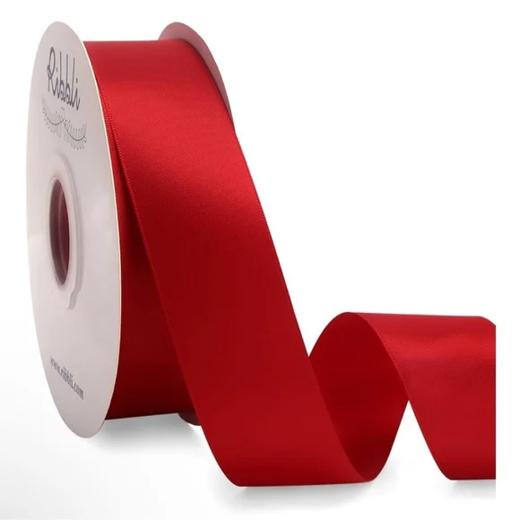 NEW Pk of 3 Red Satin Ribbon Double Faced Satin 1-1/2”x 50 Yd Wrapping Bow