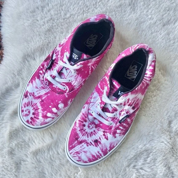 Blokecore Vans sneaker old skool lace up tie dye shoe magenta pink white youth 6