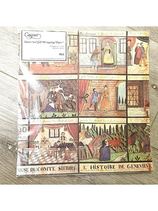 HTF RARE Charles-Frédéric Brun the Story of Geneviève Braba Gift Wrapping Paper