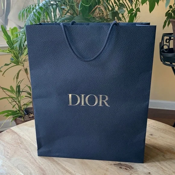 DIOR Navy Paper Shopping Bag with Silver Logo