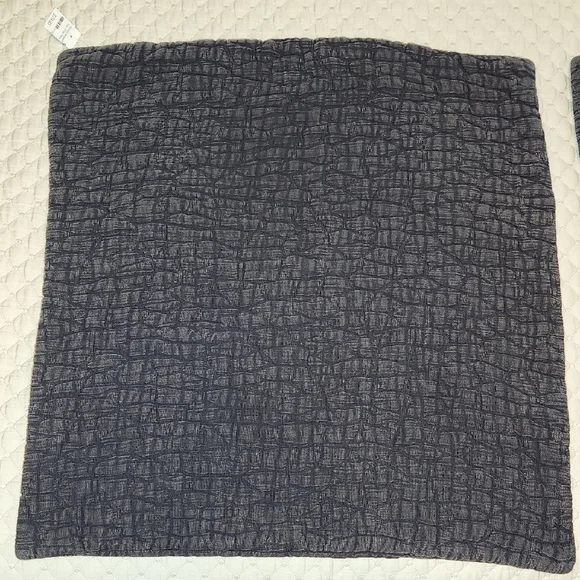 Crate And Barrel 20 Sq In Pillow Covers, Ruched Jacquard, Navy