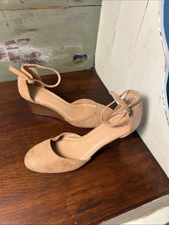 Women’s Tan Ankle-Strap Wedge Heels