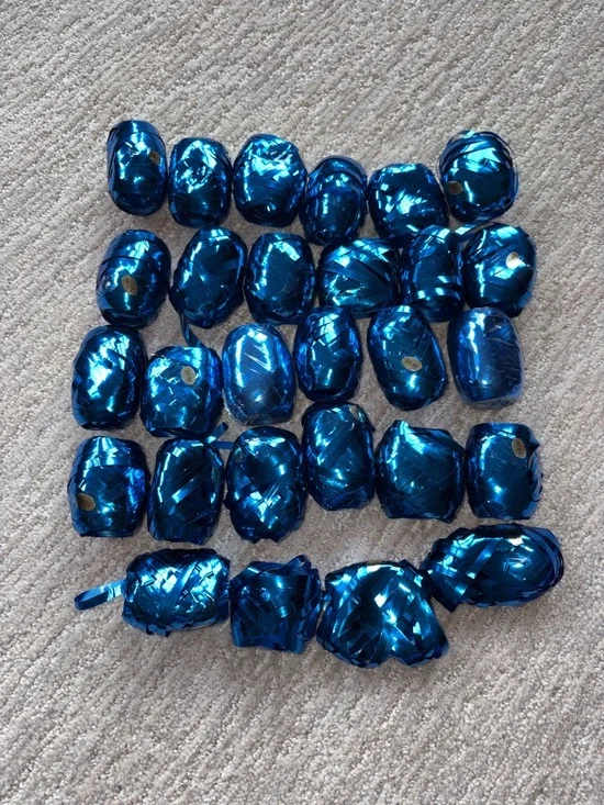 Metallic Blue Curling Ribbon Kegs - Lot of 28