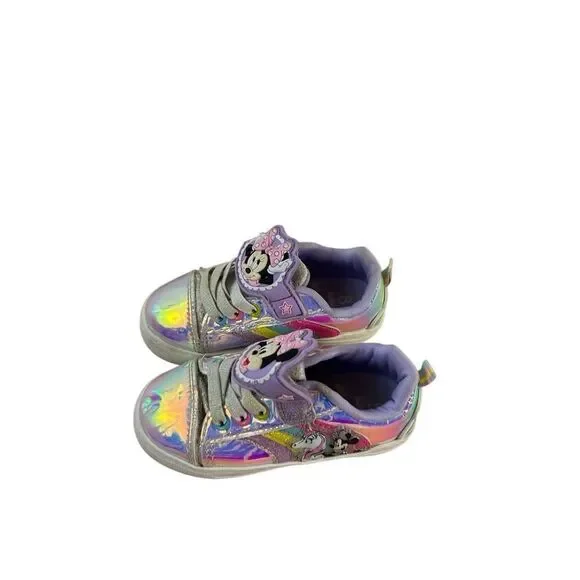 Minnie Mouse unicorn rainbow size‎ 8 tennis shoes shiny faux laces