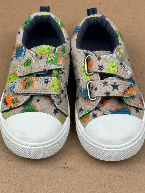 Toddler Boys Size 5 Dinosaur Print Canvas Sneakers Hook and Loop Shoes