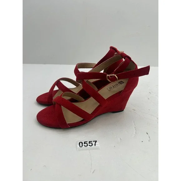 IDIFU Strappy‎ Wedge Sandals Womens 7 Red