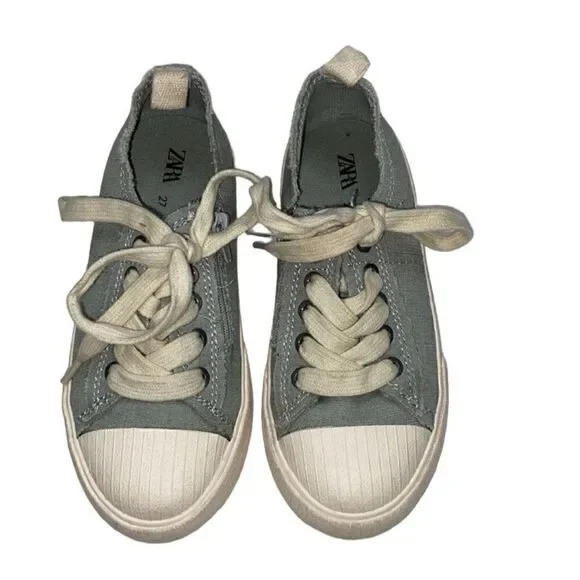 Zara Toddler Girls Kids Blue Lace up Sneakers(Size 27/