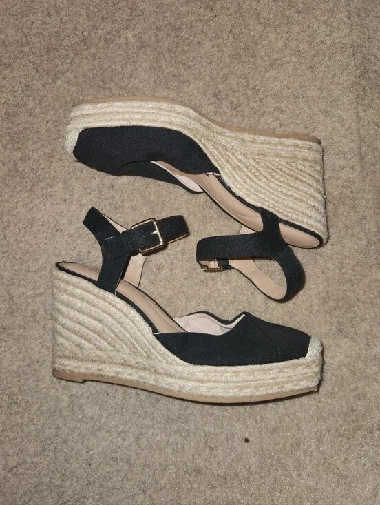 Time And Tru Black Wedge Sandal Heels | Formal | W9
