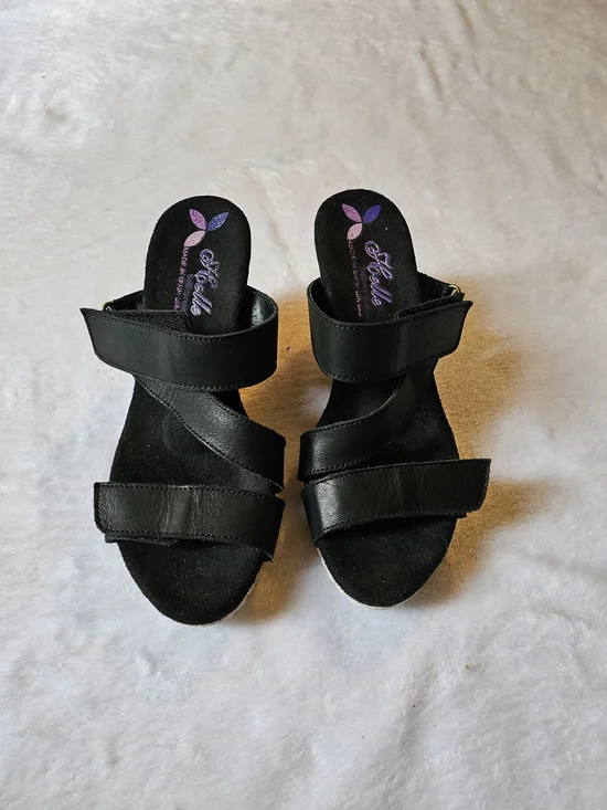 Black Strappy Slide Sandals