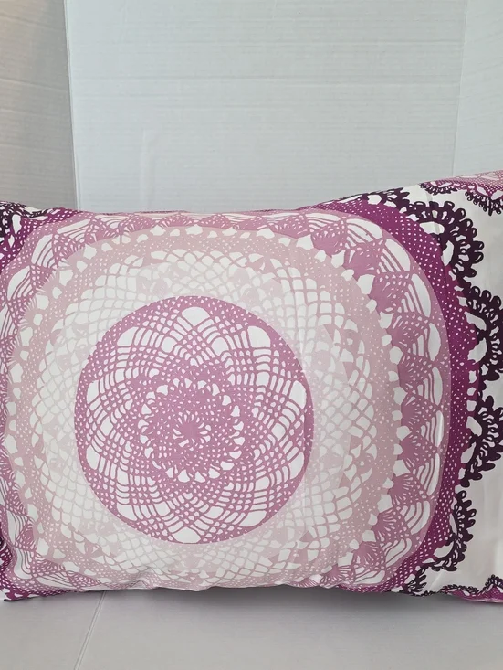 IKEA Lyckoa Purple Lace Mandala Cotton 2 Standard Pillow Sham & Twin Duvet Cover