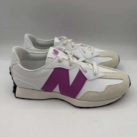 New Balance 327 Shoes‎ YOUTH Kids Size 7 White Purple Sneakers Unisex GS327ST