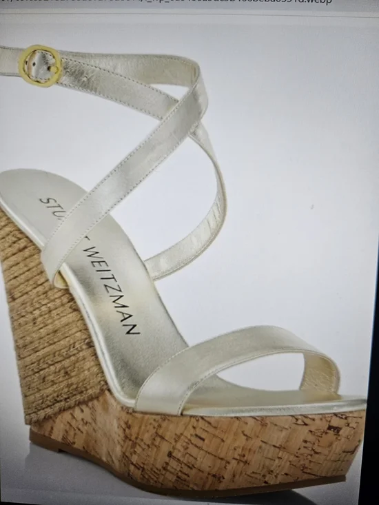 Stuart Weitzman GOLD Metallic Wedge Sandals